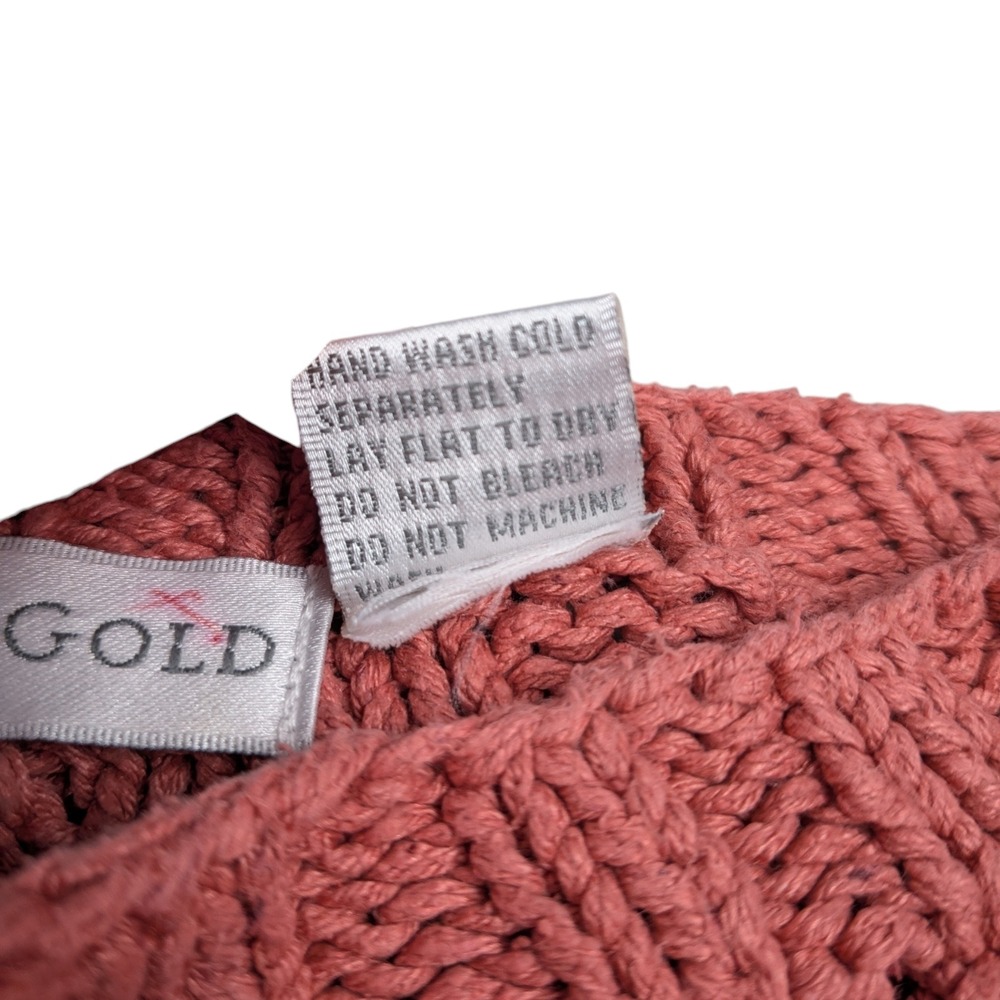 Ballinger‎ Gold Women's Silk Cable Knit Sweater Coral Size S 100% Silk - Picture 4 of 8